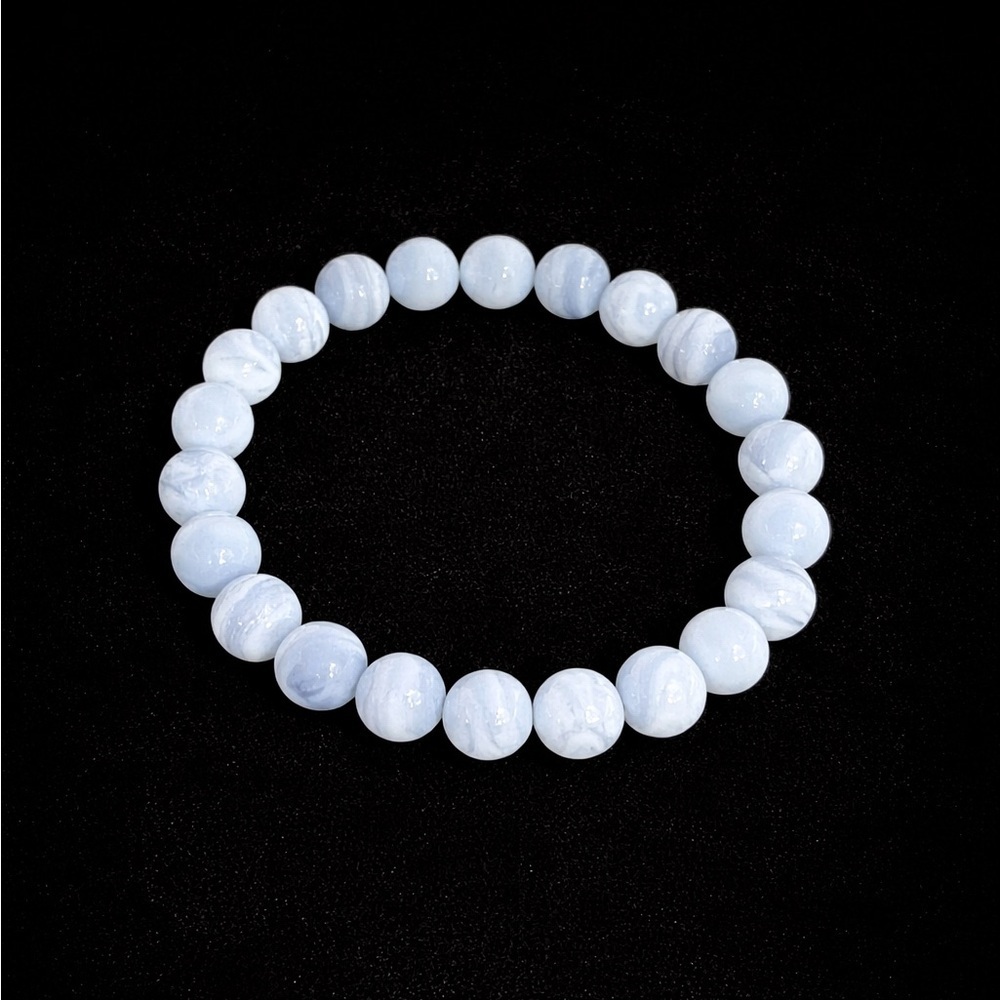 Blue Lace Agate Beaded Bracelet 10mm